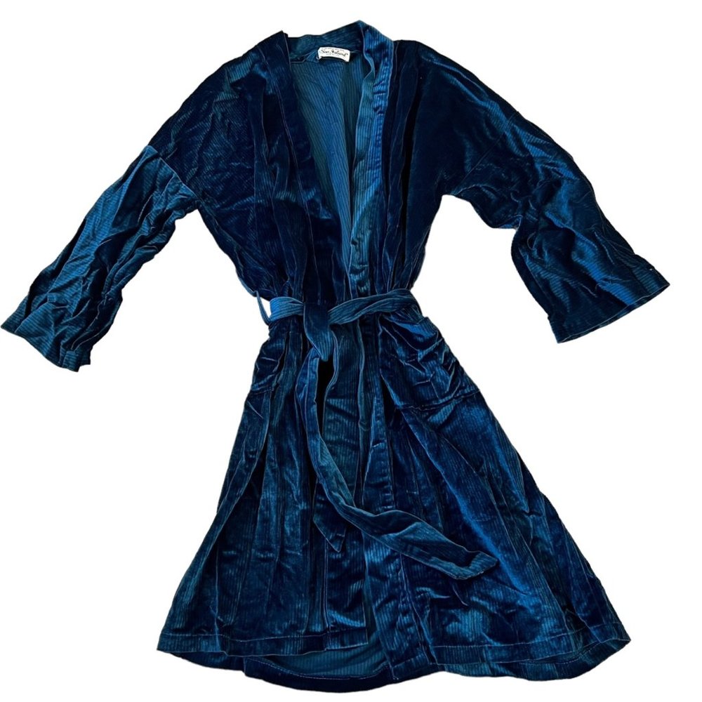 Sea Island Loungewear Vintage Blue Ribbed Spa Robe